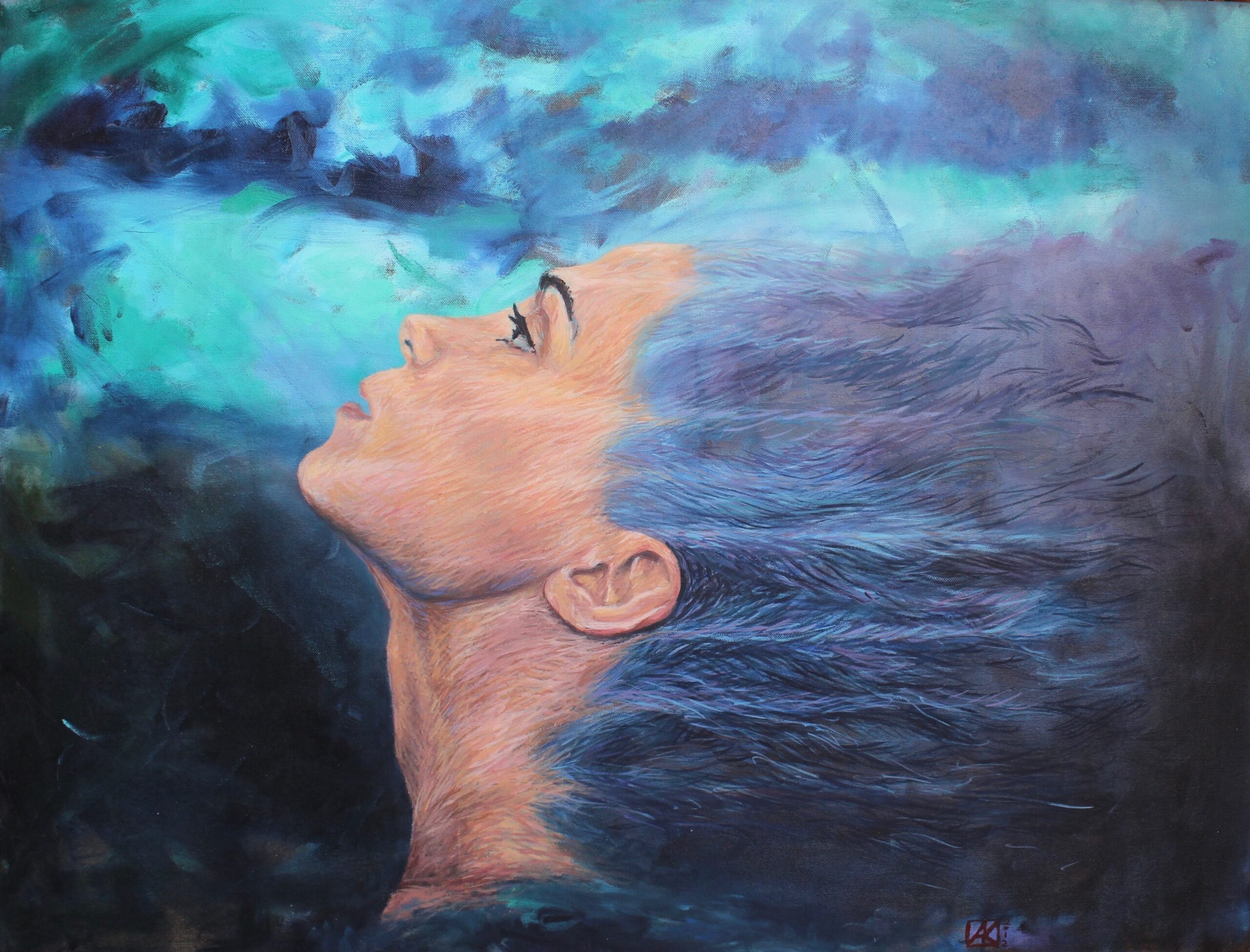 Self-portrait in a Storm (Sonet of Dreams), 2012. Oil/Canvas -- 70 x 90 cm
