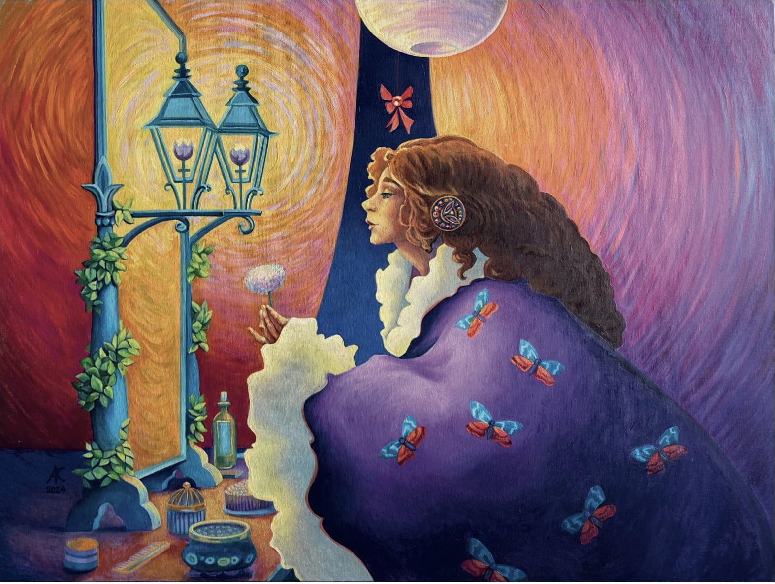 Vanity at her Mirror (Faces of Infinity), 2024. Oil/Canvas -- 60 x 80 cm
