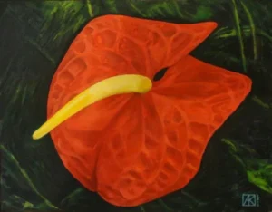 Anthurium, 2012. Acrylics on canvas board, 40 x 50 cm