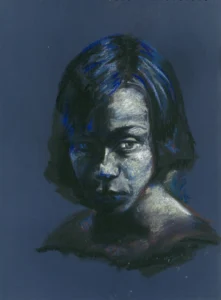 Blue youth, 2018. Dry pastels on paper, 40 x 30 cm