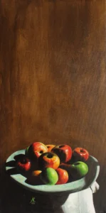 Fruit of Knowledge, 2018. Acrylic on canvas, 60 x 30 cm
